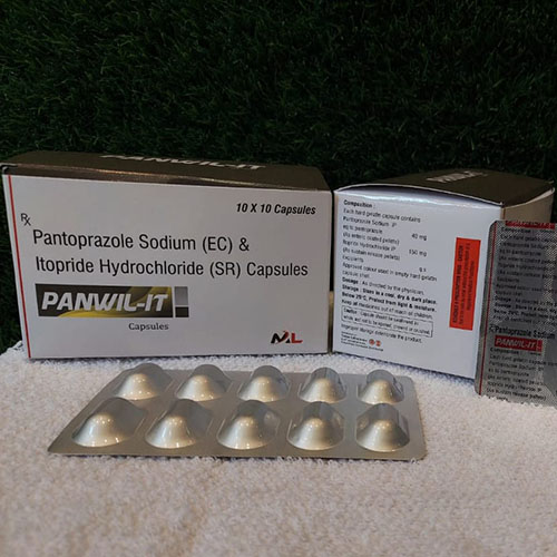 Product Name: Panwil IT, Compositions of Panwil IT are Pantoprazole Sodium (EC) & Domperidone  (SR) Capsules - Medizec Laboratories