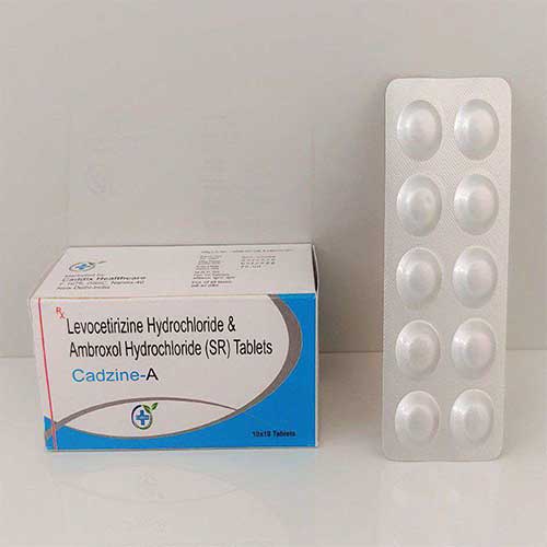 Product Name: Cadzine A, Compositions of are Levosalbutamol Hydrochloride & Ambroxol Hydrochloride (SR) Tablets - Caddix Healthcare