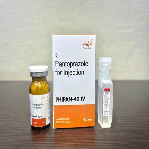 Product Name: Phipan 40 IV, Compositions of Phipan 40 IV are Pantoprazole for Injection - Guelph Healthcare Pvt. Ltd