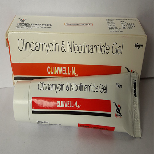 Product Name: CLINWELL N , Compositions of CLINWELL N  are Clindamycin & Nicotinamide Gel  - Everwell Pharma Private Limited