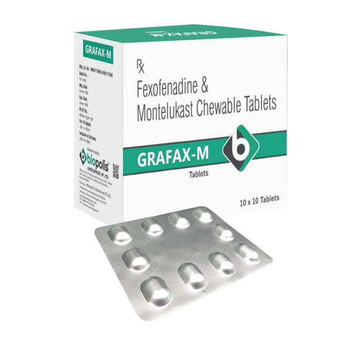 Product Name: GRAFAX M, Compositions of GRAFAX M are Fexofenadine & Montelukast Chewable Tablets - Biopolis Lifesciences Private Limited