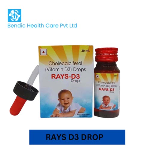 Product Name: RAYS D3 DROP, Compositions of RAYS D3 DROP are Cholecalciferol(Vitamin d3) Drops - Bendic Healthcare Private Limited