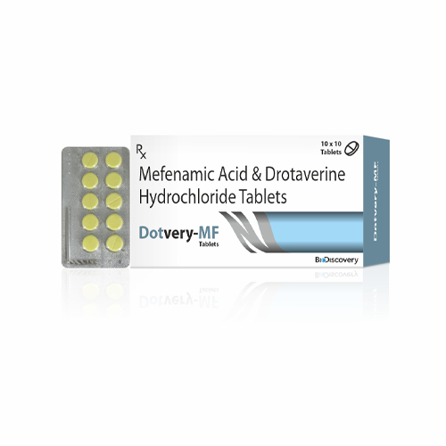 Product Name: Dotvery MF, Compositions of Dotvery MF are Mefenamic Acid & Drotaverine Hydrochloride Tablets - Biodiscovery Lifesciences Private Limited