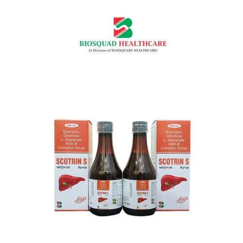 Product Name: SCOTRIN S, Compositions of Silymarin, Ornithine L-Aspartate With B Complex Syrup are Silymarin, Ornithine L-Aspartate With B Complex Syrup - Biosquad Healthcare