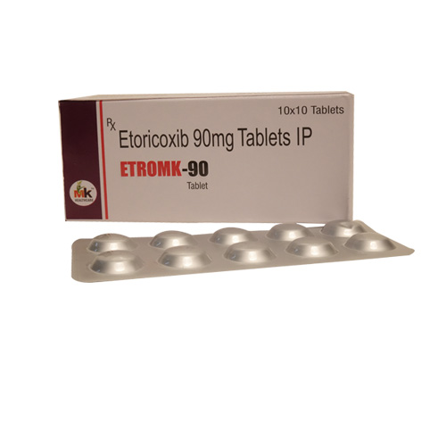 Product Name: ETROMK 90, Compositions of ETROMK 90 are Etoricoxib 90mg Tablets IP - MK Healthcare