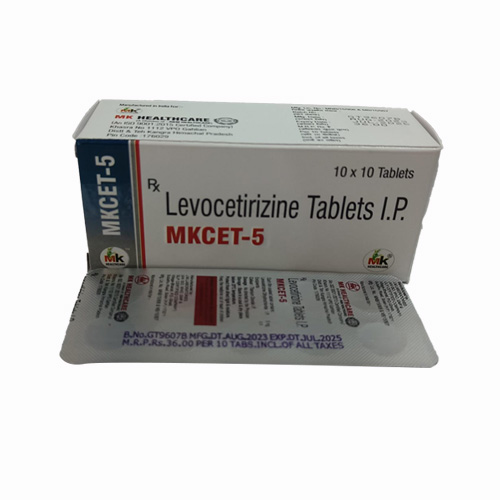 Product Name: MKCET 5, Compositions of MKCET 5 are Levocetirizine Tablets I.P - MK Healthcare