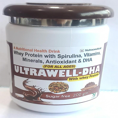 Product Name: ULTRAWELL DHA , Compositions of ULTRAWELL DHA  are Whey Protein with Spirulina, Vitamins, Minerals, Antioxidant & DHA  - Everwell Pharma Private Limited