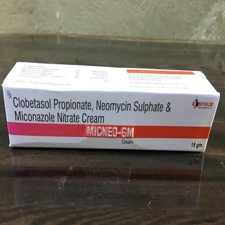 Product Name: Micneo GM, Compositions of Micneo GM are Clobetasol Propionate , Neomycin Sulphate and Miconazole Nitrate Cream  - Sykus Pharmaceuticals Private Limited