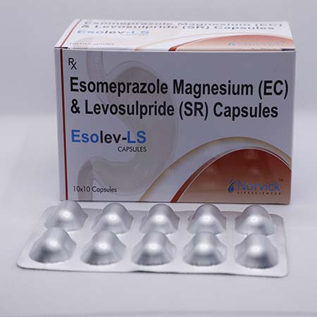 Product Name: Esolev LS, Compositions of Esolev LS are Esomeprazole Magnesium (EC) and Levosulpride (SR) Capsules - Norvick Lifesciences