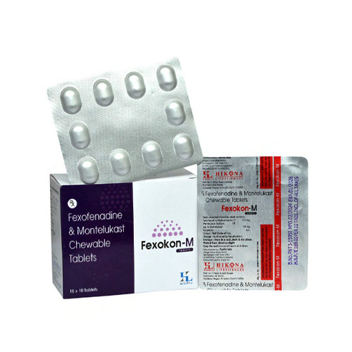 Product Name: Fexokon M, Compositions of Fexokon M are Fexofenadine & Montelukast Chewable Tablets - Hikona Lifesciences