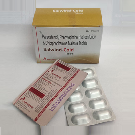 Product Name: Salwind Cold, Compositions of Salwind Cold are Paracetamol, Phenylphrine Hydrochloride & Chlorpheniramine Maleate Tablets - Aarvi Drugs