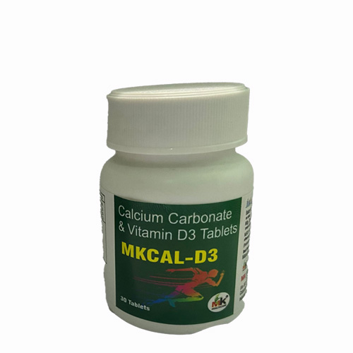 Product Name: MKCAL D3, Compositions of Calcium Carbonate & Vitamin D3 Tablets are Calcium Carbonate & Vitamin D3 Tablets - MK Healthcare