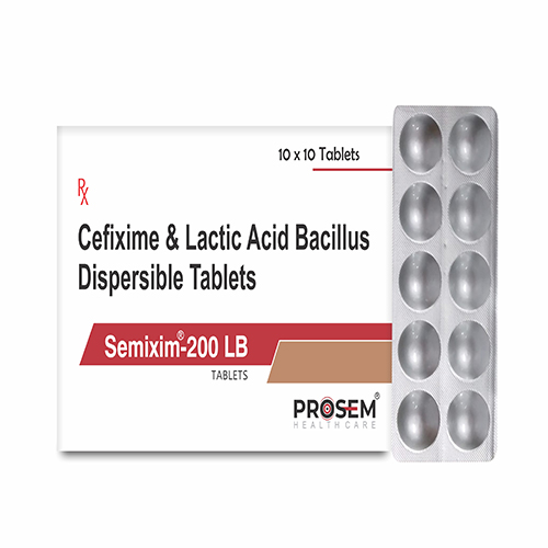 Product Name: Semixim 200 LB, Compositions of Cefixime & Lactic Acid Bacillus Dispersible Tablets are Cefixime & Lactic Acid Bacillus Dispersible Tablets - Prosem Healthcare