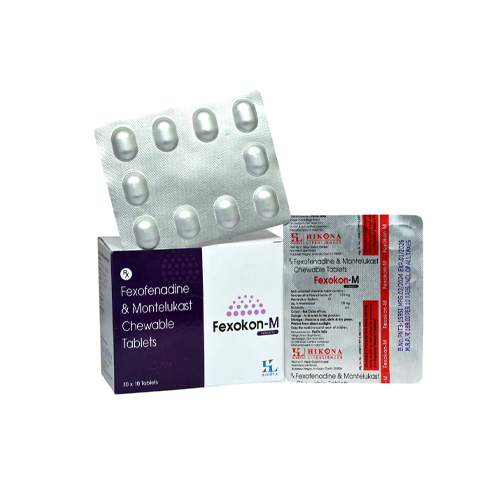 Product Name: Fexokon M, Compositions of Fexokon M are Fexofenadine & Montelukast Chewable Tablets  - Hikona Lifesciences