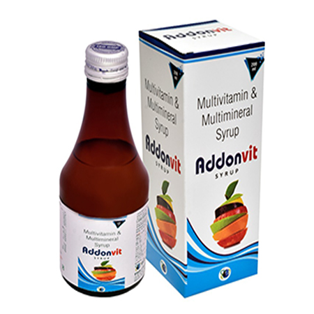 Product Name: Addonvit, Compositions of Addonvit are Multivitamin & Multiminerals Syrup - Ellanjey Lifesciences