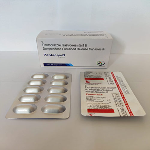 Product Name: Pentacas D, Compositions of Pantoprazole Gastro-resistant & Domperidone Sustained Release Capsules Ip are Pantoprazole Gastro-resistant & Domperidone Sustained Release Capsules Ip - Medicasa Pharmaceuticals