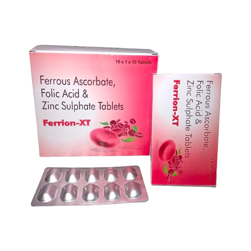 Product Name: Ferrion XT, Compositions of Ferrion XT are Ferrous Ascorbate, Folic Acid & Zinc Sulphate Tablets - Mednus Healthcare