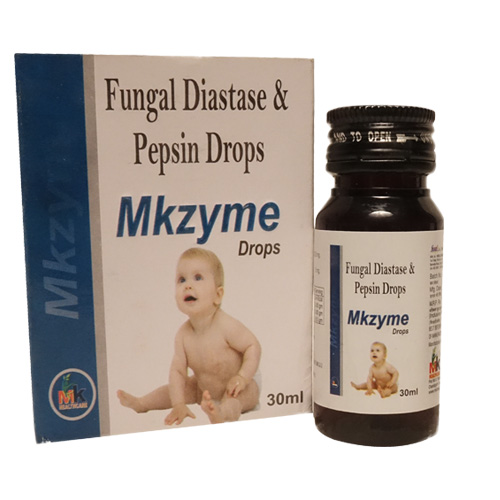 Product Name: Mkzyme Drops, Compositions of Mkzyme Drops are Fungal Diastase & Pepsin Drops - MK Healthcare