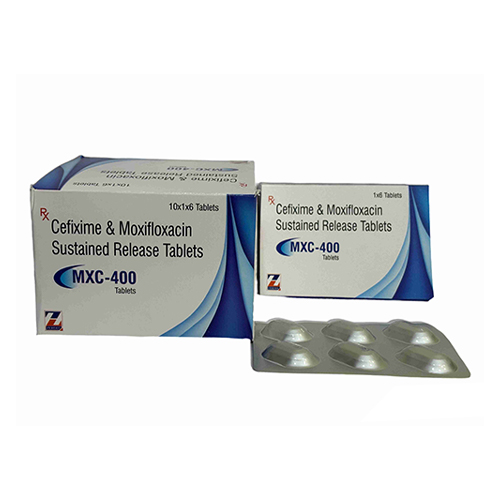 Product Name: MXC 400, Compositions of MXC 400 are Cefixime & Moxifloxacin Sustained Release Tablets - Zerdia Healthcare Private Limited