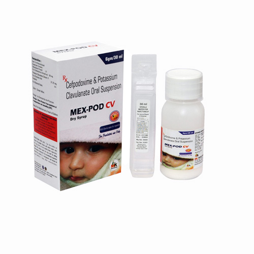 Product Name: MEX POD CV Dry Syrup, Compositions of Cefpodoxime & Potassium Clavulanate Oral Suspension are Cefpodoxime & Potassium Clavulanate Oral Suspension - MK Healthcare