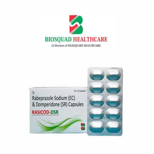 Product Name: RASICOD DSR, Compositions of Rabeprazole Sodium (EC) & Domperidone(SR) Capsules are Rabeprazole Sodium (EC) & Domperidone(SR) Capsules - Biosquad Healthcare