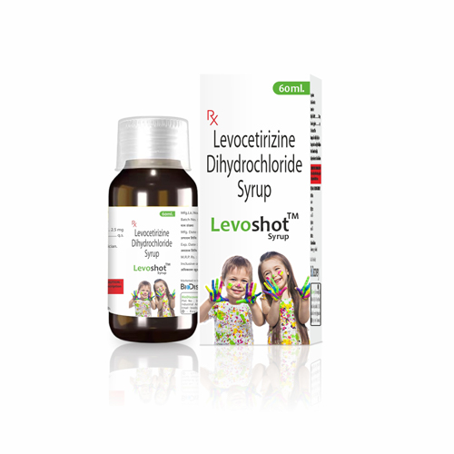 Product Name: Levoshot, Compositions of Levoshot are Levocetirizine Dihydrochloride Syrup - Biodiscovery Lifesciences Private Limited