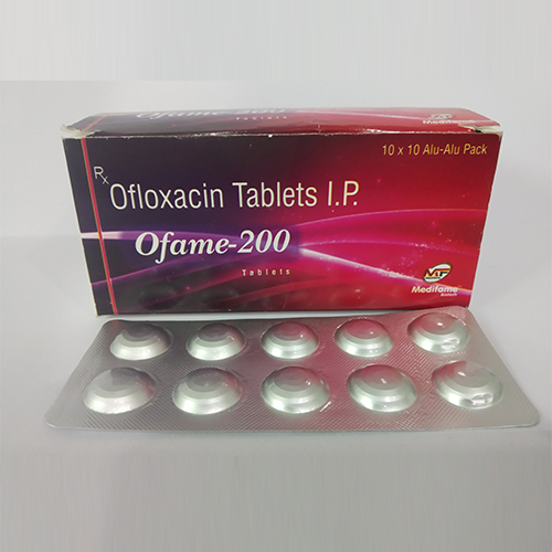 Product Name: Ofame 200, Compositions of Ofame 200 are Ofloxacin Tablets IP - Medifame Biotech