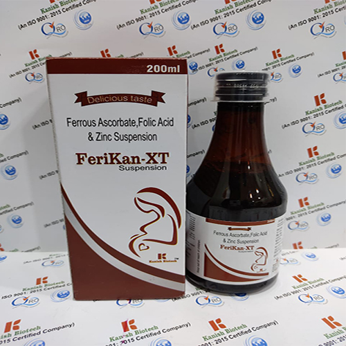 Product Name: Ferikan XT, Compositions of Ferikan XT are Ferrous Ascrobate, Folic Acid & Zinc Suspension - Kanish Biotech