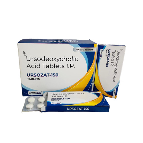 Product Name: URSOZAT 150, Compositions of URSOZAT 150 are Ursodeoxycholic Acid Tablets I.P - Zatropha Pharma