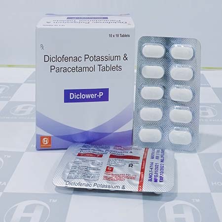 Product Name: Diclower P, Compositions of Diclower P are Diclofenac Potassium & Paracetamol Tablets - Hower Pharma Private Limited