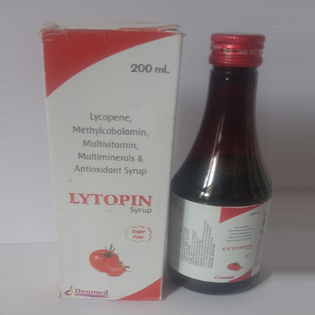 Product Name: Lytopin, Compositions of Lycopene,Methylcobalamin,Multivitamin,Multiminerals & Antioxidant Syrup are Lycopene,Methylcobalamin,Multivitamin,Multiminerals & Antioxidant Syrup - Denmed Pharmaceutical