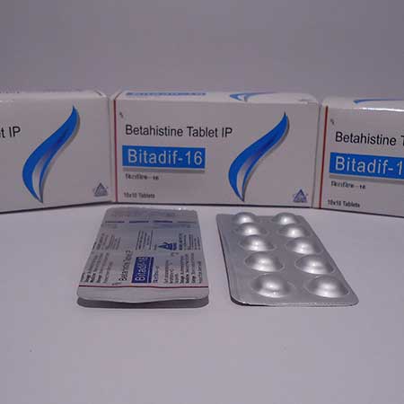 Product Name: Bitadif 16, Compositions of Bitadif 16 are Betahistine Tablets IP - Asgard Labs Private Limited