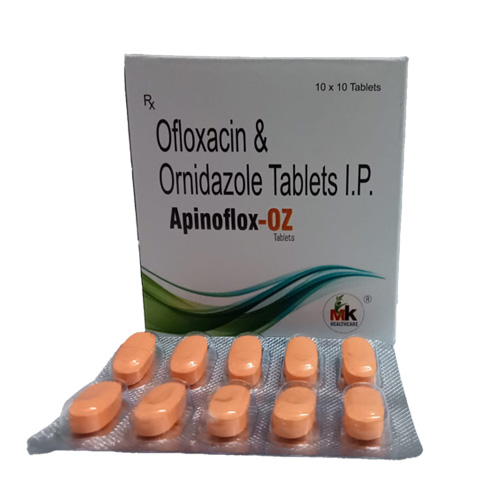 Product Name: Apinoflox OZ Tablets, Compositions of Apinoflox OZ Tablets are Ofloxacin & Ornidazole Tablets I.P - MK Healthcare