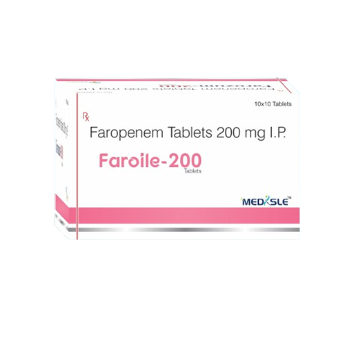 Product Name: FAROILE 200, Compositions of FAROILE 200 are Faropenem Tablets 200 mg I.P. - Medisle Pharma