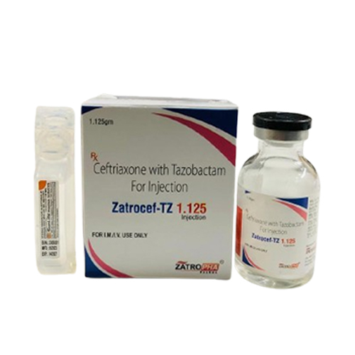 Product Name: Zatrocef TZ 1.125, Compositions of Zatrocef TZ 1.125 are Ceftriaxone with Tazobactam For Injection - Zatropha Pharma