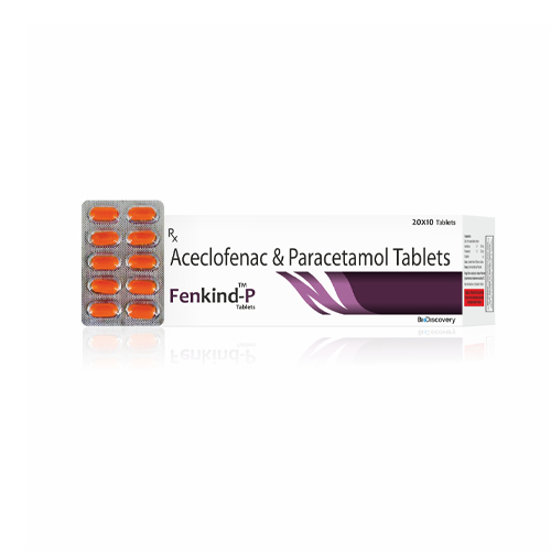 Product Name: Fenkind P, Compositions of Fenkind P are Aceclofenac & Paracetamol Tablets - Biodiscovery Lifesciences Private Limited