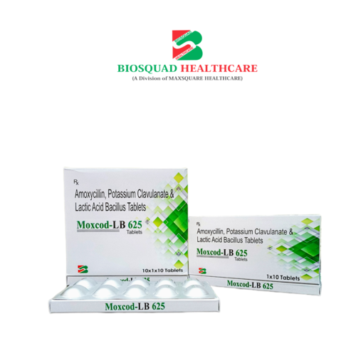 Product Name: MOXCOD LB 625, Compositions of Amoxycillin and Potassium Clavulanate & Lactic Acid Bacillus Tablets are Amoxycillin and Potassium Clavulanate & Lactic Acid Bacillus Tablets - Biosquad Healthcare