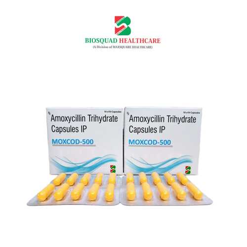 Product Name: MOXCOD 500, Compositions of MOXCOD 500 are Amoxycillin Trihydrate Capsules IP  - Biosquad Healthcare