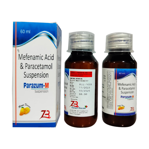 Product Name: PARAZUM M, Compositions of PARAZUM M are Mefenamic Acid & Paracetamol Suspension - Access Life Science