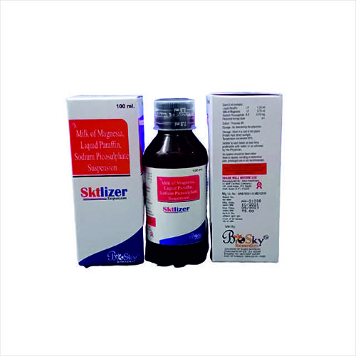 Product Name: Sktlizer, Compositions of Sktlizer are Milk of Magnesia Liquid Paraffin Picosulphate Suspension - Biosky Remedies