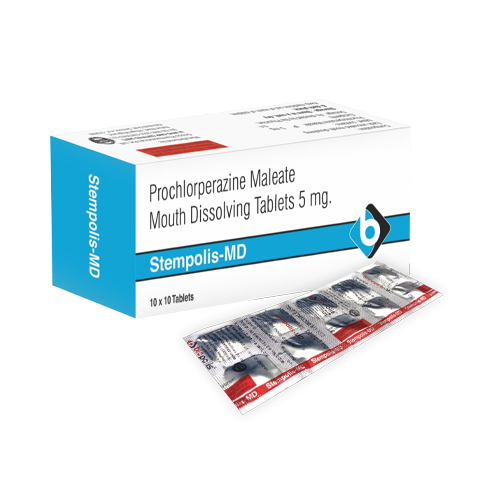 Product Name: STEMPOLIS MD, Compositions of STEMPOLIS MD are Prochloperazine Maleate Mouth Dissolving Talets 5 mg. - Biopolis Lifesciences Private Limited