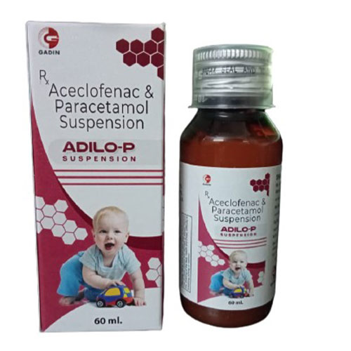 Product Name: ADILO P, Compositions of ADILO P are ACECLOFENAC IP 50 MG & PARACETAMOL IP 125 MG - Gadin Pharmaceuticals Pvt. Ltd