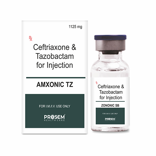 Product Name: AMXONIC TZ, Compositions of Ceftriaxone & Tazobactam for Injection are Ceftriaxone & Tazobactam for Injection - Prosem Healthcare