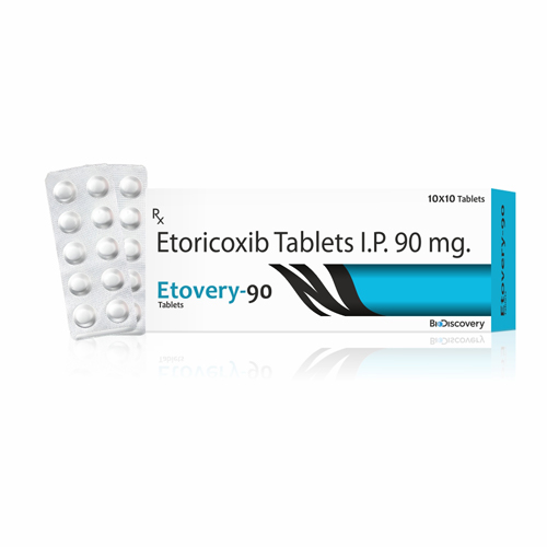 Product Name: Etovery 90, Compositions of Etovery 90 are Etoricoxib Tablets I.P. 90 mg. - Biodiscovery Lifesciences Private Limited