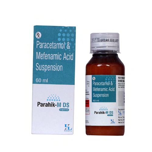 Product Name: Parahik M DS, Compositions of Parahik M DS are Paracetamol & Mefenamic Acid Suspension - Hikona Lifesciences