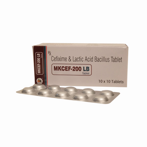 Product Name: MKCEF 200 LB, Compositions of Cefixime & Lactic Acid Bacillus Tablet are Cefixime & Lactic Acid Bacillus Tablet - MK Healthcare