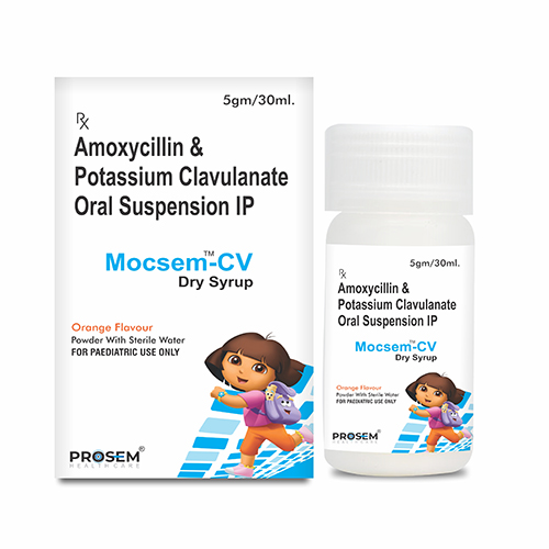 Product Name: Mocsem CV, Compositions of Mocsem CV are Amoxycillin & Potassium Clavulanate Oral Suspension IP - Prosem Healthcare