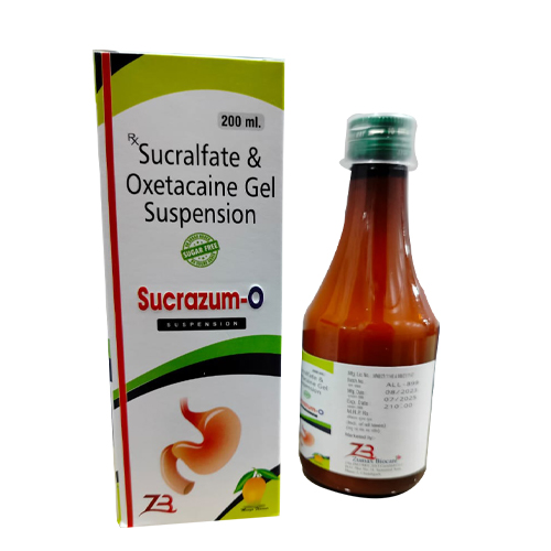 Product Name: SUCRAZUM O, Compositions of SUCRAZUM O are Sucralfate & oxetacaine Gel Suspension - Access Life Science