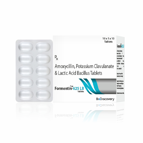 Product Name: Formentin 625 LB, Compositions of Formentin 625 LB are Amoxycillin, Potassium Clavulanate & Lactic Acid Bacillus Tablets - Biodiscovery Lifesciences Private Limited