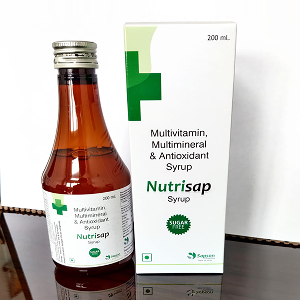 Product Name: Nutrisap, Compositions of Nutrisap are Multivitamin Multimineral & Antioxident Syrup - Sapson Pharma